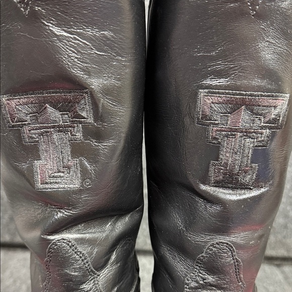 Nocona Black Ostrich Leather Boots 9D Texas Tech College Boots - Picture 4 of 16